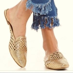 Sam Edleman Navya Metallic Holiday Party Slide Mules Sz 7.5